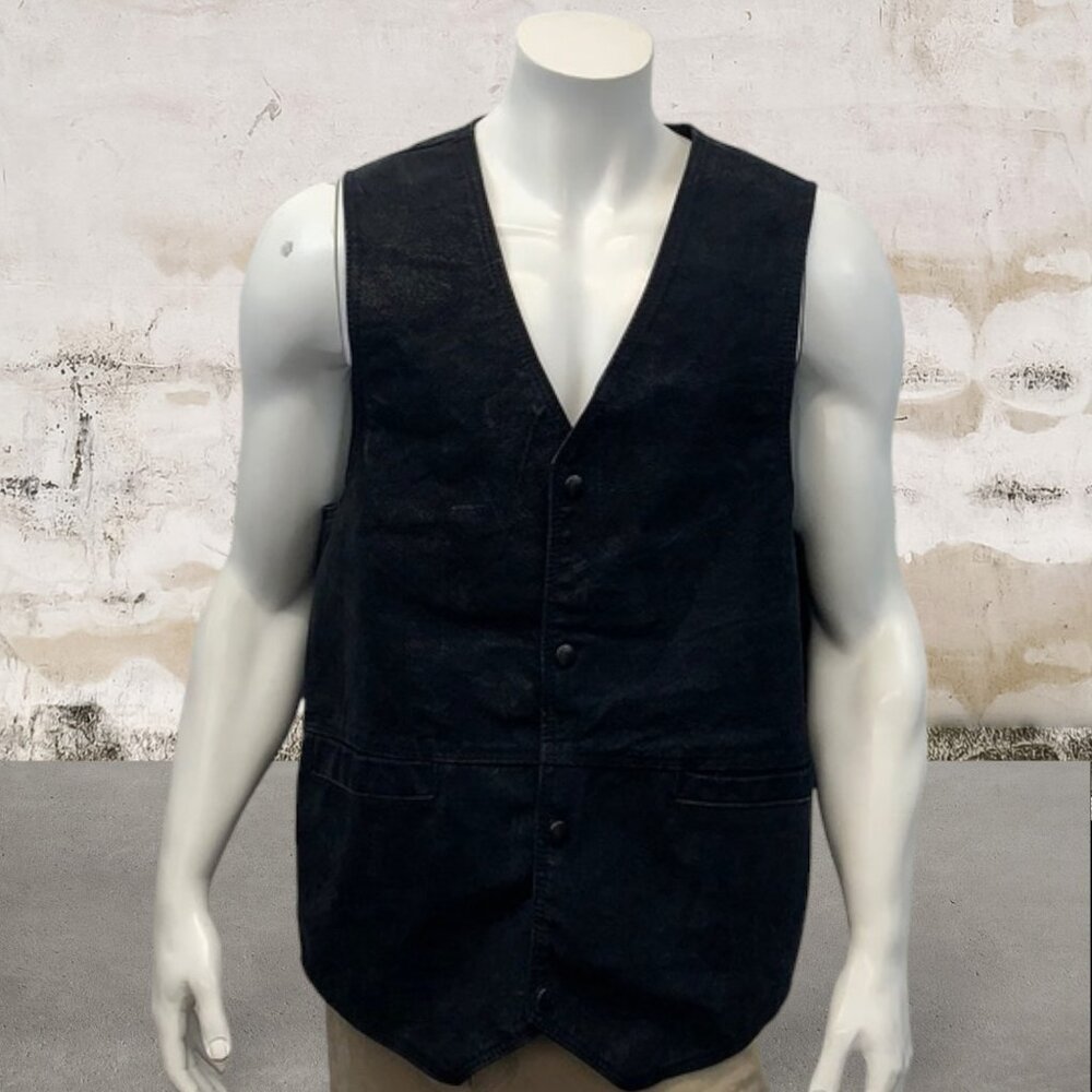 NRA Authentic Leather Gear Vest Concealed Carry Black Suede w/Snap Men's Large